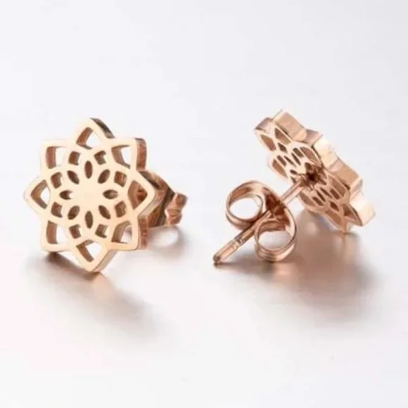 Lotus Flower Earrings - Picture 1 of 3